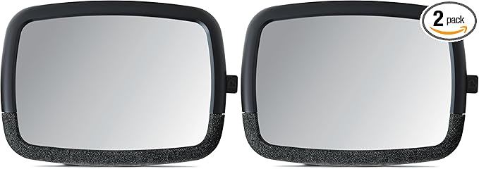 Munchkin Baby Car Mirror for Rear Facing Car Seats, Pivot 360 Baby in-Sight Adjustable Auto Mirror, Black, 2 Pack-BubblyBeeBaby