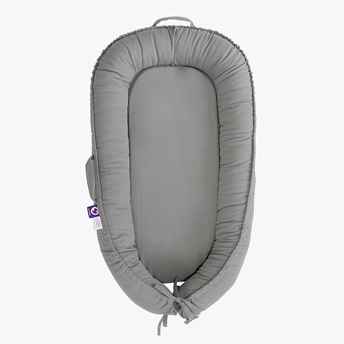 Infant Lounger, Baby Nest Cover for Baby Girls & Boys, Newborn Essentials for Baby 0-12 Months, 100% Cotton Breathable, Co Sleeper Portable Travel Bed (SlateGray, Cotton)-BubblyBeeBaby