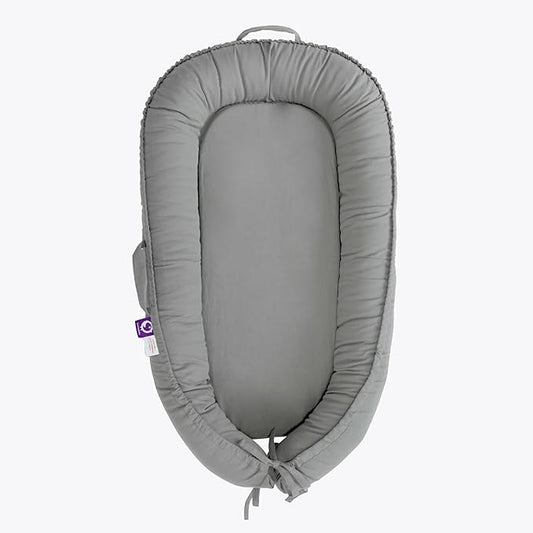 Infant Lounger, Baby Nest Cover for Baby Girls & Boys, Newborn Essentials for Baby 0-12 Months, 100% Cotton Breathable, Co Sleeper Portable Travel Bed (SlateGray, Cotton)-BubblyBeeBaby