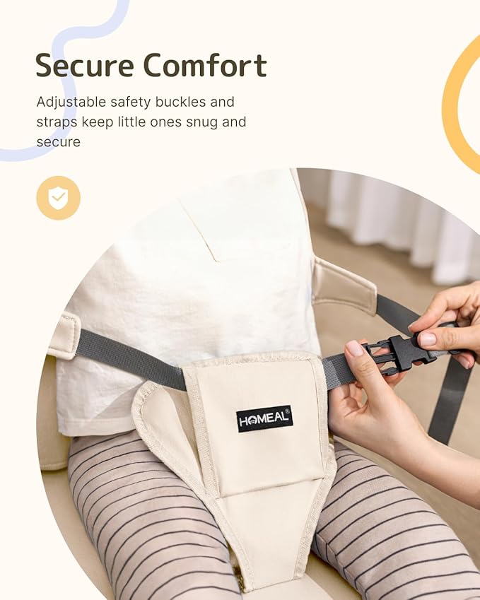 HOMEAL Toddler Booster Seat for Dining Table, Adjustable Kids Breathable Booster Seat for Kitchen, Beige-BubblyBeeBaby