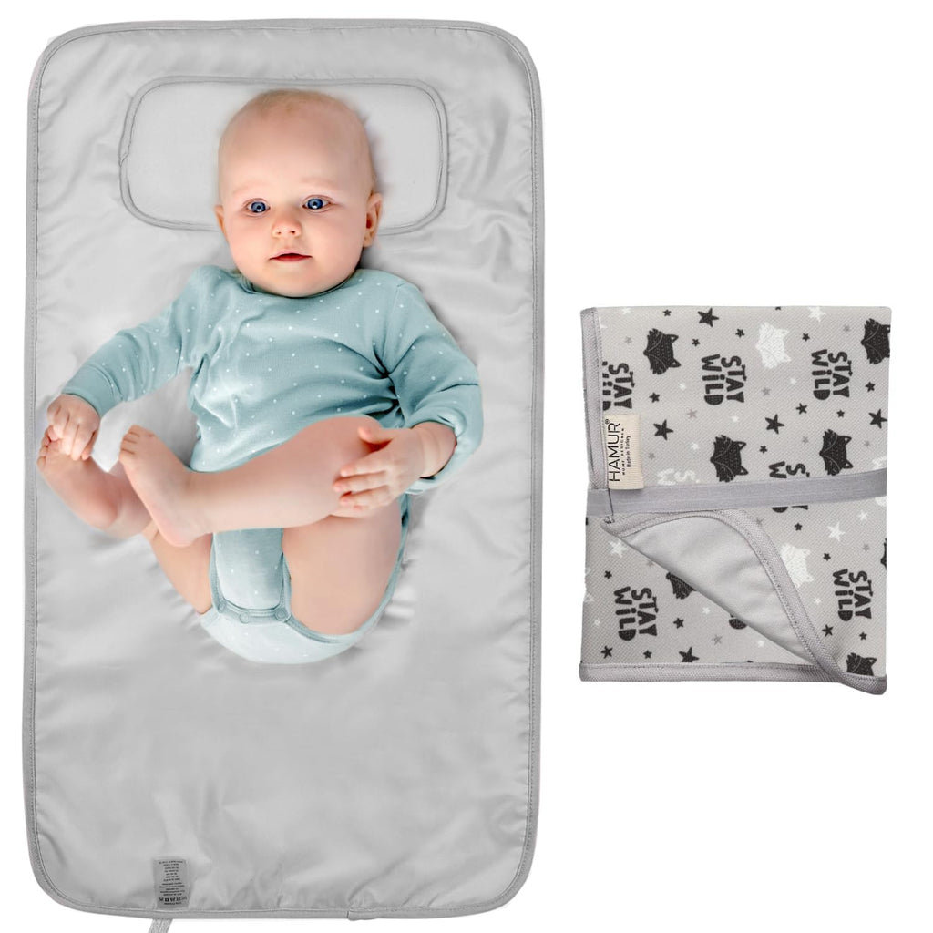 HAMUR HOME Portable Baby Changing Pad – Waterproof, Foldable & Lightweight Travel Mat – Soft & Machine Washable Diaper Changer – Compact & Durable (Fox)