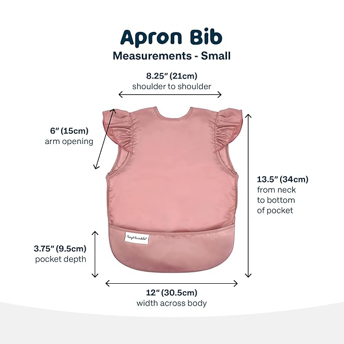 Tiny Twinkle Mess Proof Baby Bib - Waterproof & Lightweight Baby-Led Weaning Apron | 100% Recycled Polyester, Easy Clean & Machine Washable (Taupe, Small 6-24 Months)-BubblyBeeBaby