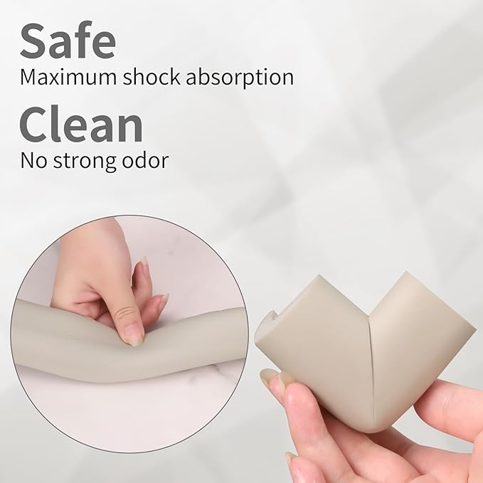 2 Pack L Shape Extra Thick Furniture Table Edge Protectors Foam Baby Safety Bumper Guard 16.4 Ft, Hearth Cushion, for Table, Fireplace, Countertop(with 8 Corners) (Gray)-BubblyBeeBaby