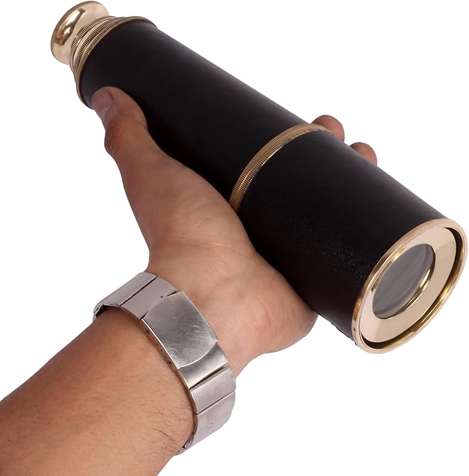 24" Handheld Nautical Brass Telescope with Wooden Box - Pirate Collectibles.-BubblyBeeBaby