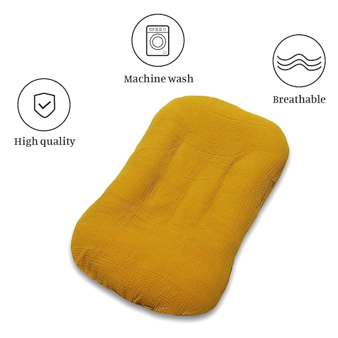 Hooyax Muslin Baby Lounger Cover Soft Organic Cotton Slipcover Fits Newborn Lounger for Baby Boys and Girls (Ginger)-BubblyBeeBaby