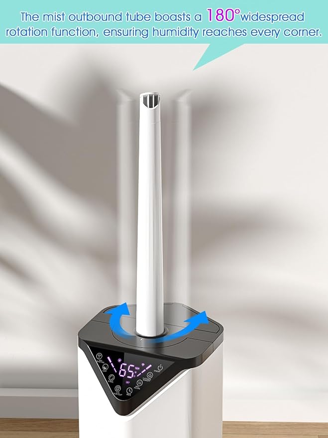 19L/5Gal Humidifiers for Bedroom Large Room 2800 sq ft, Quiet Humidifiers for Large Room, Floor Humidifier with 3 Mist Mode & Auto 180°Mist Tube for Home Whole House School Office Commercial Plants-BubblyBeeBaby