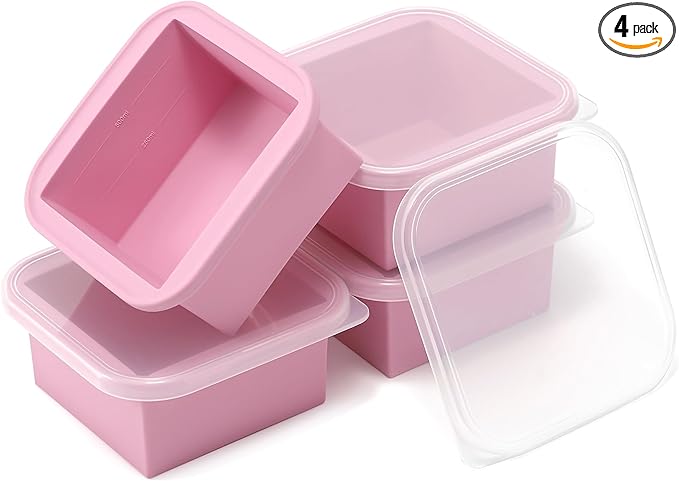 2-Cup Silicone Freezer Trays with Lids – Perfect for Meal Prep, Portion Control, and Easy Freezing-Meal Prep Container Molds for Soup,Leftovers (Cotton Candy, 4 Pack)-BubblyBeeBaby