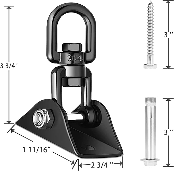 Heavy Duty Swing Hangers for Wooden Sets 2000 LB Capacity Hammock Hanger 360 Swivel Stainless Steel Swing Hardware Accessories 2 Packs for Porch Playground Yoga Heavy Bag-BubblyBeeBaby