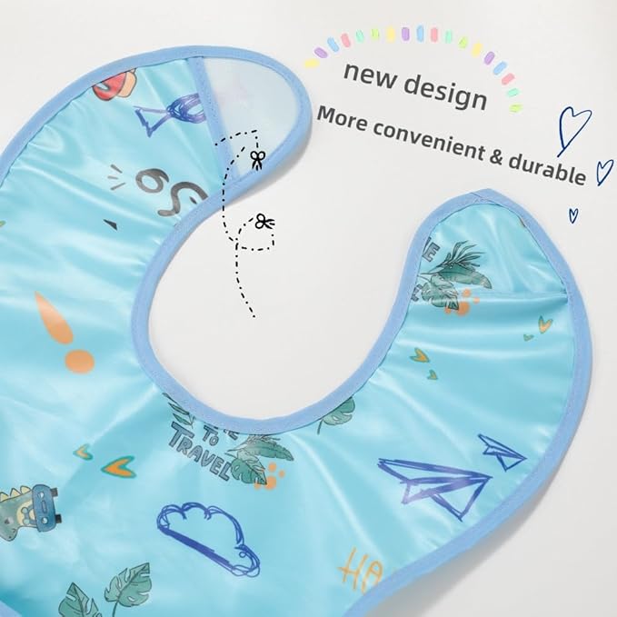 Baby bibs Waterproof Toddler bib - Feeding bib with Pocket for Infant Boy Girl Washable 6-36M-BubblyBeeBaby