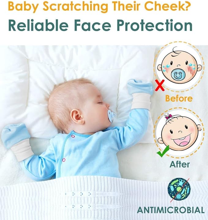 Newborn Baby Mittens Anti Scratch Baby Mittens No Scratch Mittens Baby Gloves for 0-6 Months Boys Girls(6 Pairs)-BubblyBeeBaby