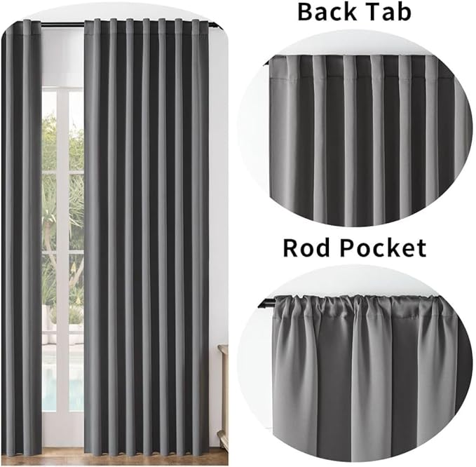 Joydeco Custom Blackout Curtains for Bedroom, 1 Panel Room Darkening Curtains & Drapes for Living Room Window Rod Pocket Back Tab (Custom Size,Light Grey)-BubblyBeeBaby