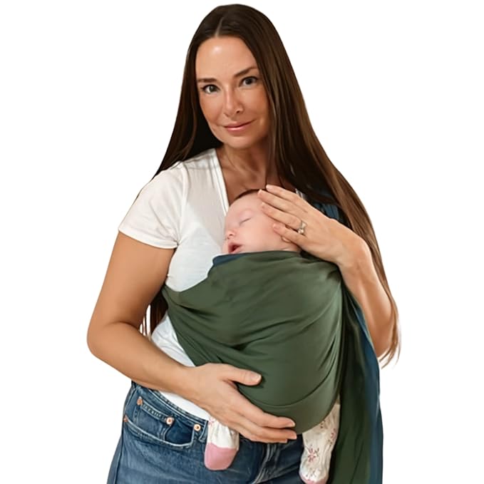 Hip Baby Wrap Ring Sling Baby Carrier for Infants and Toddlers - Beautiful, 100% Soft Cotton Baby Wraps Carrier for Babies 8-35 lbs - Perfect Baby Shower Gifts Moms and Dads - Nursing Cover (Fern)-BubblyBeeBaby