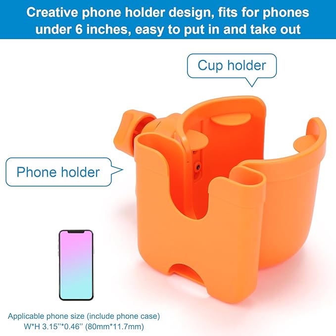 Accmor Stroller Cup Holder with Phone Holder, Bike Cup Holder, Universal Cup Holder for Uppababy Nuna Doona Strollers, 2-in-1 Cup Phone Holder for Stroller, Bike, Wheelchair, Walker, Scooter-BubblyBeeBaby