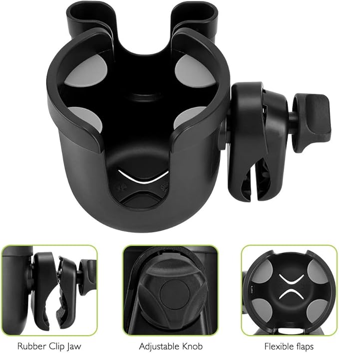 Accmor Stroller Cup Holder with Phone Holder, Bike Cup Holder, Universal Cup Holder for Uppababy Nuna Doona Strollers, 2-in-1 Cup Phone Holder for Stroller, Bike, Wheelchair, Walker, Scooter-BubblyBeeBaby