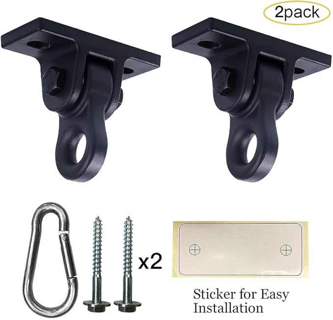 Heavy Duty Black Swing Hangers Screws Bolts Included Over 5000 lb Capacity Playground Porch Yoga Seat Trapeze Wooden Sets Indoor Outdoor 2 Pack-BubblyBeeBaby