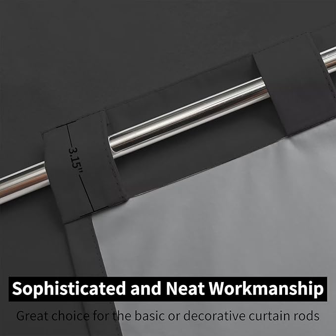 Joydeco 100% Blackout Curtains 108 inches Long for Bedroom Living Room - 2 Panels Set Burg Room Darkening Black Out Curtains for Bedroom Windows, Back tab Rod Pocket(52x108 inch,Black)-BubblyBeeBaby