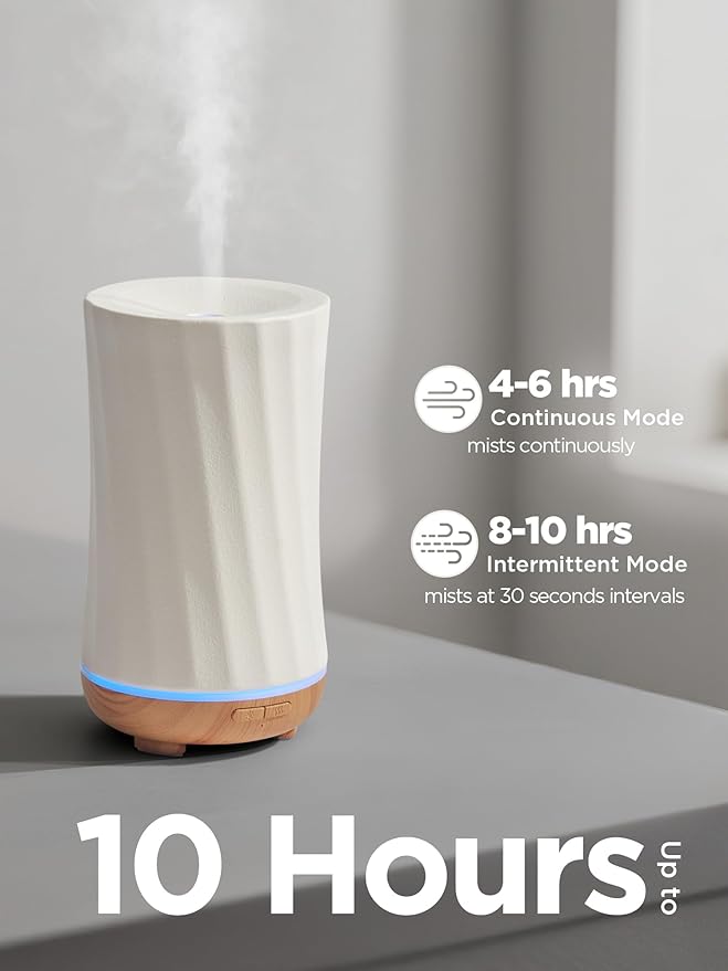 InnoGear 150ml Ceramic Oil Diffuser, Handcrafted Stone Essential Oil Diffuser Aromatherapy Diffusers Ultrasonic Cool Mist Humidifier Vaporizor with 2 Mist Modes Waterless Auto Off for Room Office Home-BubblyBeeBaby