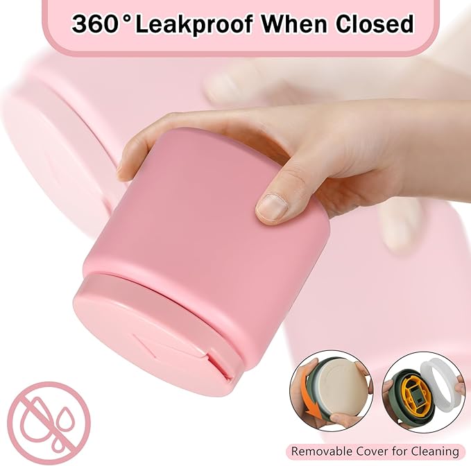 26oz Kids Thermos for Hot Food, Insulated Vacuum Food Jar with Buckle Lid, Stainless Steel Wide Mouth Leak Proof Insulated Lunch Container for School Picnic Travel, Pink-BubblyBeeBaby