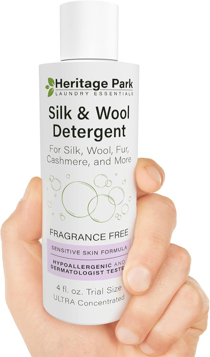 Heritage Park Silk & Wool Fragrance Free, Hypoallergenic, pH-Neutral Laundry Detergent - Dermatologist-tested, Sensitive Skin-Friendly, Enzymes-Free, Ultra Concentrated (4 Fl Oz)-BubblyBeeBaby