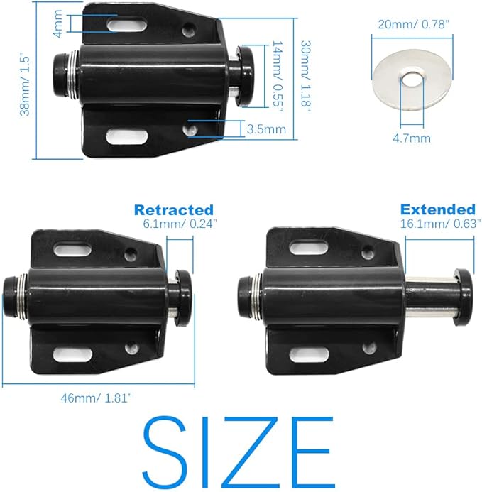 12Pack Magnetic Touch Push to Open Door Latch for Heavy Duty Door Push Release Latch Kitchen Drawer Push Catch Pop Out Latch Kitchen Closet Door Closing (Black)-BubblyBeeBaby