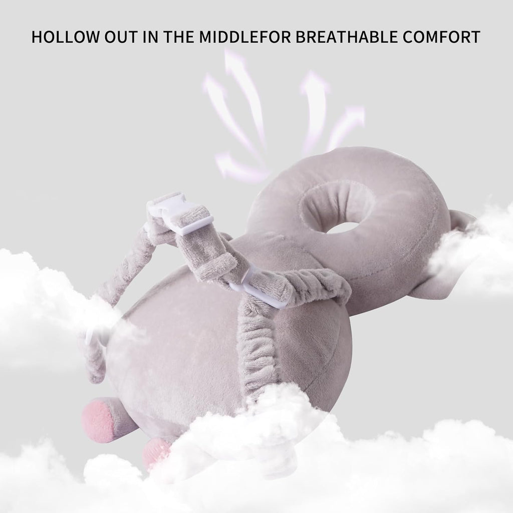 Baby Head Protector Backpack, Toddler Toddler Head Protector, Toddler Head Protector Padded Backpack Elasticated Carrier Wear (Elephant)