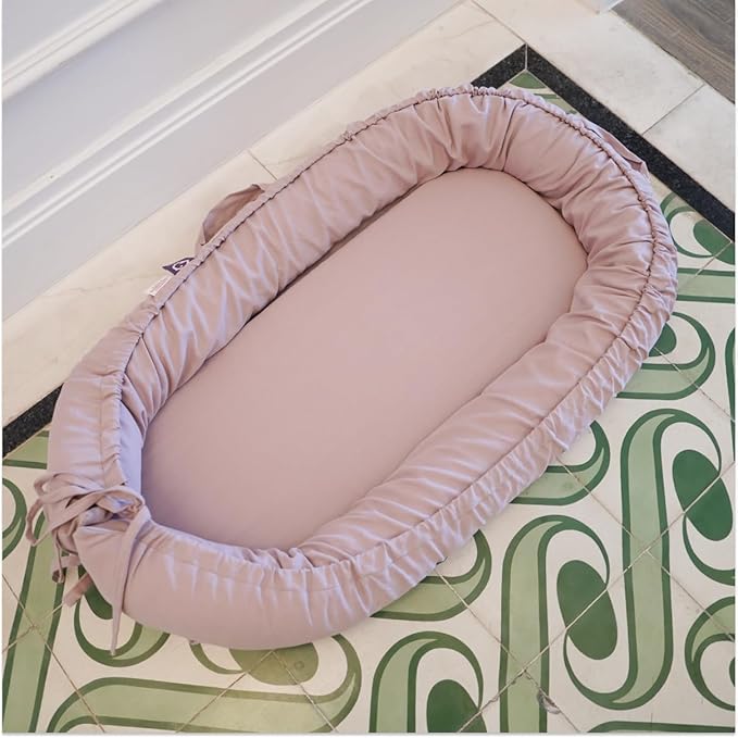 Infant Lounger, Baby Nest Cover for Baby Girls & Boys, Newborn Essentials for Baby 0-18 Months, 100% Cotton Breathable (Lavender_Blush)-BubblyBeeBaby