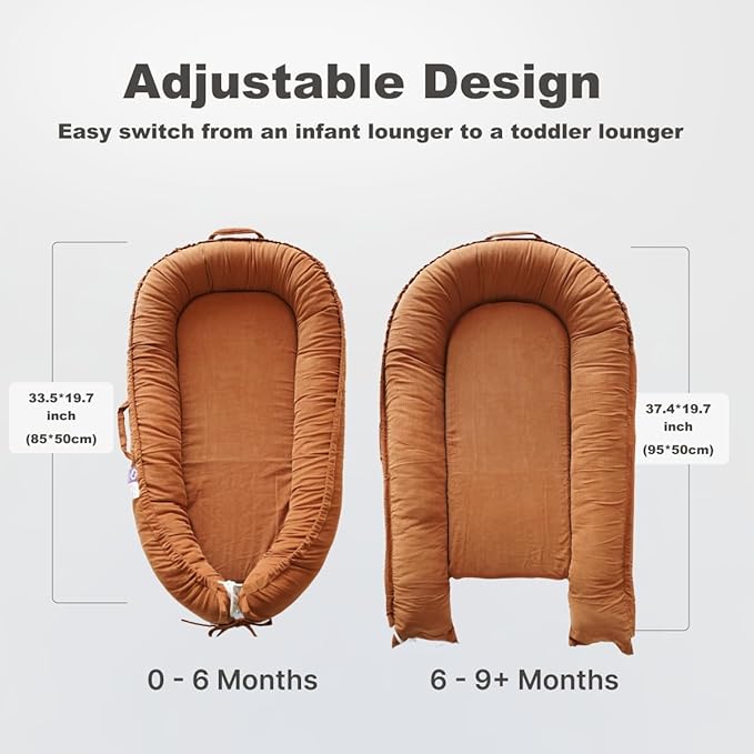 Infant Lounger, Baby Nest Cover for Baby Girls & Boys, Newborn Essentials for Baby 0-18+ Months, 100% Cotton Breathable (GoldenBrown, Corduroy)-BubblyBeeBaby