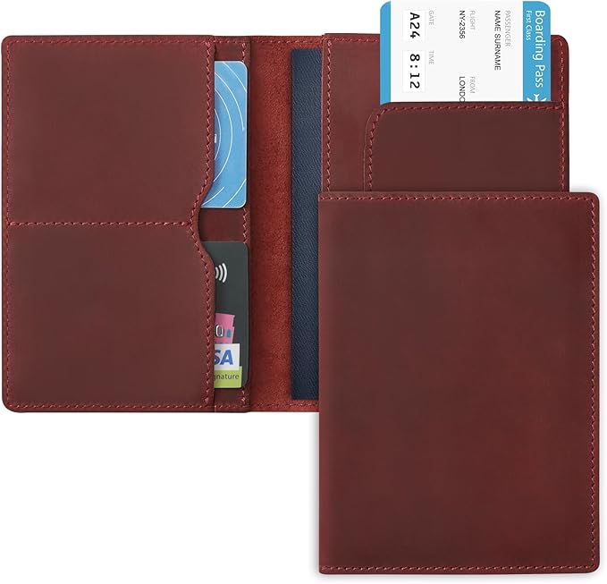 Jack&Chris Leather Passport Holder, Handmade Passport cover, Travel Wallet Cover Case for Men and Women, Leather Travel Documents Organizer Protector, JC107-BubblyBeeBaby