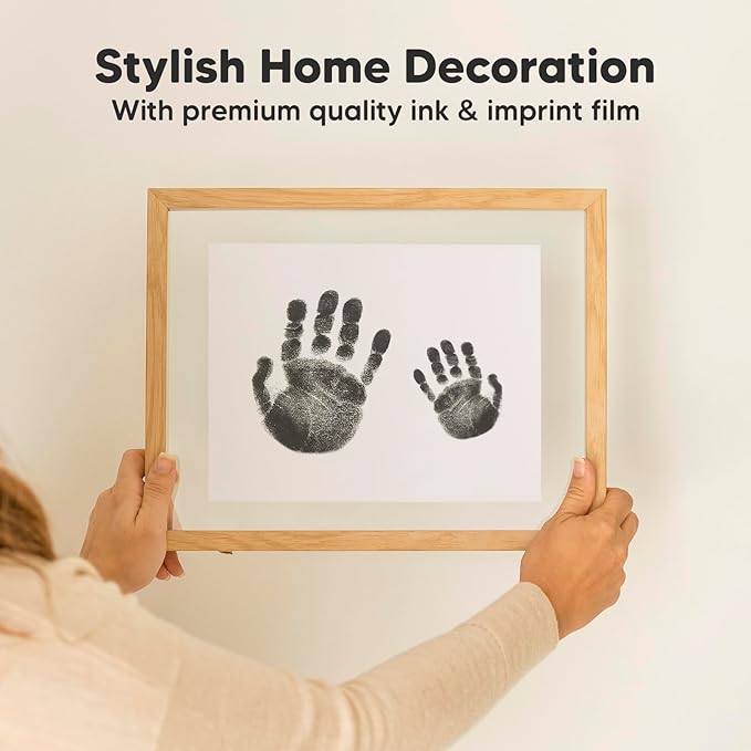 1-Pack Inkless Baby Hand and Footprint Kit - Mess Free Ink Pad for Newborn Keepsake, Dog Nose & Paw Print Kit, Clean Touch Ink Pad for Baby Hand & Footprints, Ideal New Mom Gifts (Jumbo)-BubblyBeeBaby