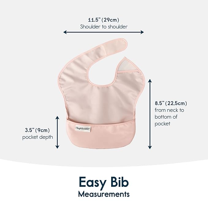 Tiny Twinkle Mess Proof Baby Bibs for Eating - Waterproof, Wipeable Bibs - Toddler Bibs - Travel Friendly - PFAS, PVC, BPA, Phthalate Free - Baby Food Bibs (3 Pack,Blush, Burgundy)-BubblyBeeBaby