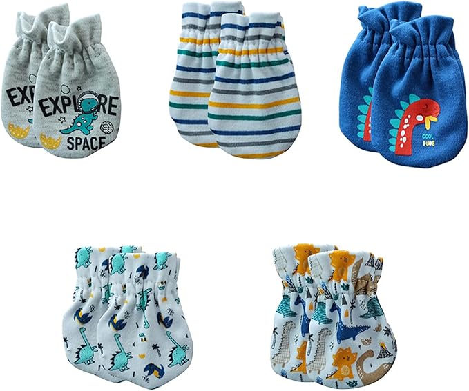 5 Pack Unisex New Born Boy Girls No Scratch Mittens Cotton Soft Baby Gloves Accessory 0-3 Months Infant Essentials-BubblyBeeBaby