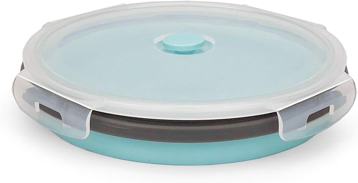 CARTINTS 1200ml Large Collapsible Meal Prep Containers, Reusable Silicone Food Storage Containers, Stackable Fridge Storage Containers, With Leakproof Lids, Microwave and Freezer Safe, Blue