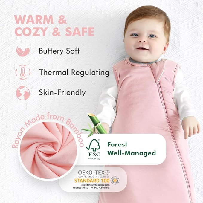 HAPIU Unisex Rayon Made from Bamboo Baby Sleep Sack TOG 1.0, 2-Way Zipper YKK, Wearable Blanket Baby-BubblyBeeBaby