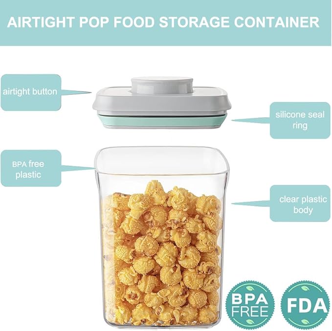 Airtight Food Storage Container - 0.5qt / 500ml Mini Square Pop Containers With Lids, Bpa Free Stackable Container Snacks Candy Salt Herbs Spices-BubblyBeeBaby
