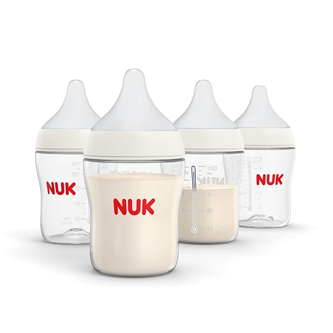NUK Perfect Match Slow Flow 2-in-1 Natural and Anti-Colic Bottle, 5oz., 4 Pack, BPA Free-BubblyBeeBaby