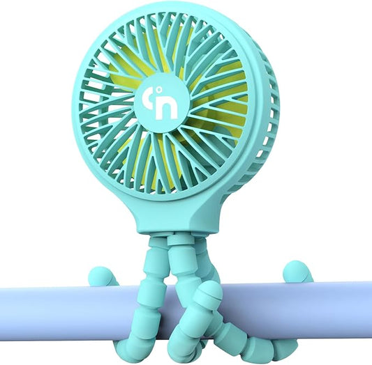 HomeLifairy Portable Stroller Fan, USB or Rechargeable Battery Operated with 3 Speeds and 360°Rotate, Cooling Clip On for Baby Crib Travel Car Seat Blue-BubblyBeeBaby