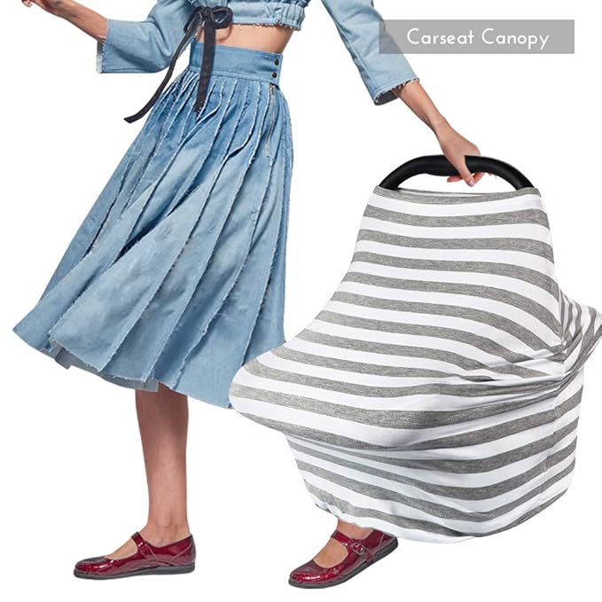 Yoofoss Nursing Cover Breastfeeding Scarf - Baby Car Seat Covers, Infant Stroller Cover, Strechy Carseat Canopy for Boys and Girls (Black Stripe)-BubblyBeeBaby