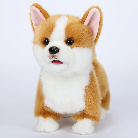 Interactive Plush Corgi Dog, Companion Robot Dog Pets,Handmade Weighted Stuffed Animals,Electronic Walking Toy with Barking,Tail Wagging,Talking,-BubblyBeeBaby