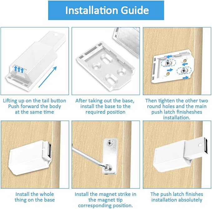 Heavy Duty Push to Open Door Latch, 5 Pack White Magnetic Push Latches, Hidden Push Touch Latch Hardware for Push to Open Cabinet, Magnetic Door Catch for Cabinet Drawer Wardrobe Kitchen Door-BubblyBeeBaby