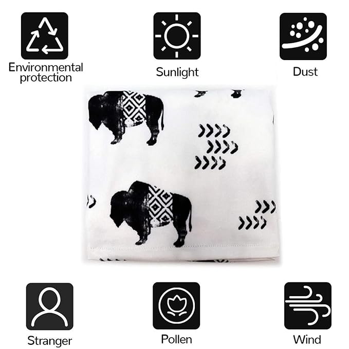 Buffalo Car seat Canopy for Babies, Car Seat Cover for Boys Girls, CarSeat Canopies for Newborn, Multiuse - Nursing Breastfeeding Covers, Shopping Cart/High Chair/Stroller Covers, Soft Breathable-BubblyBeeBaby
