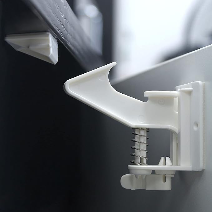 10 Pack 3.5 Inches Longer Cabinet Locks for Babies Child Safety Latches - Vmaisi Baby Proofing Cabinets Drawer Lock with Adhesive Easy Installation-BubblyBeeBaby