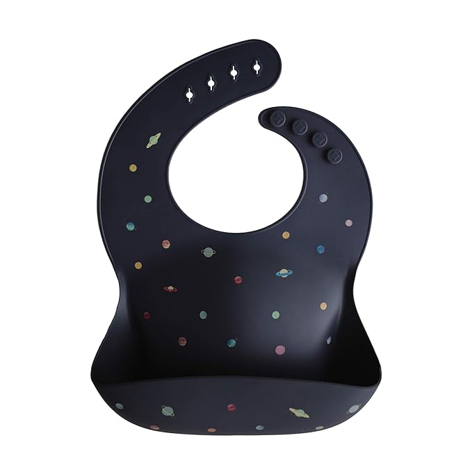 mushie Silicone Baby Bib | Adjustable Fit Waterproof Bibs (Planets)-BubblyBeeBaby