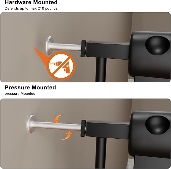 HOOEN Wide Baby Gates for Doorway Stairs 30" Tall 43.5 to 48 Inch Wide Indoor Child Gate for Kid or Pet Dogs Walk Through Pressure Mounted Baby Dog Gate-BubblyBeeBaby