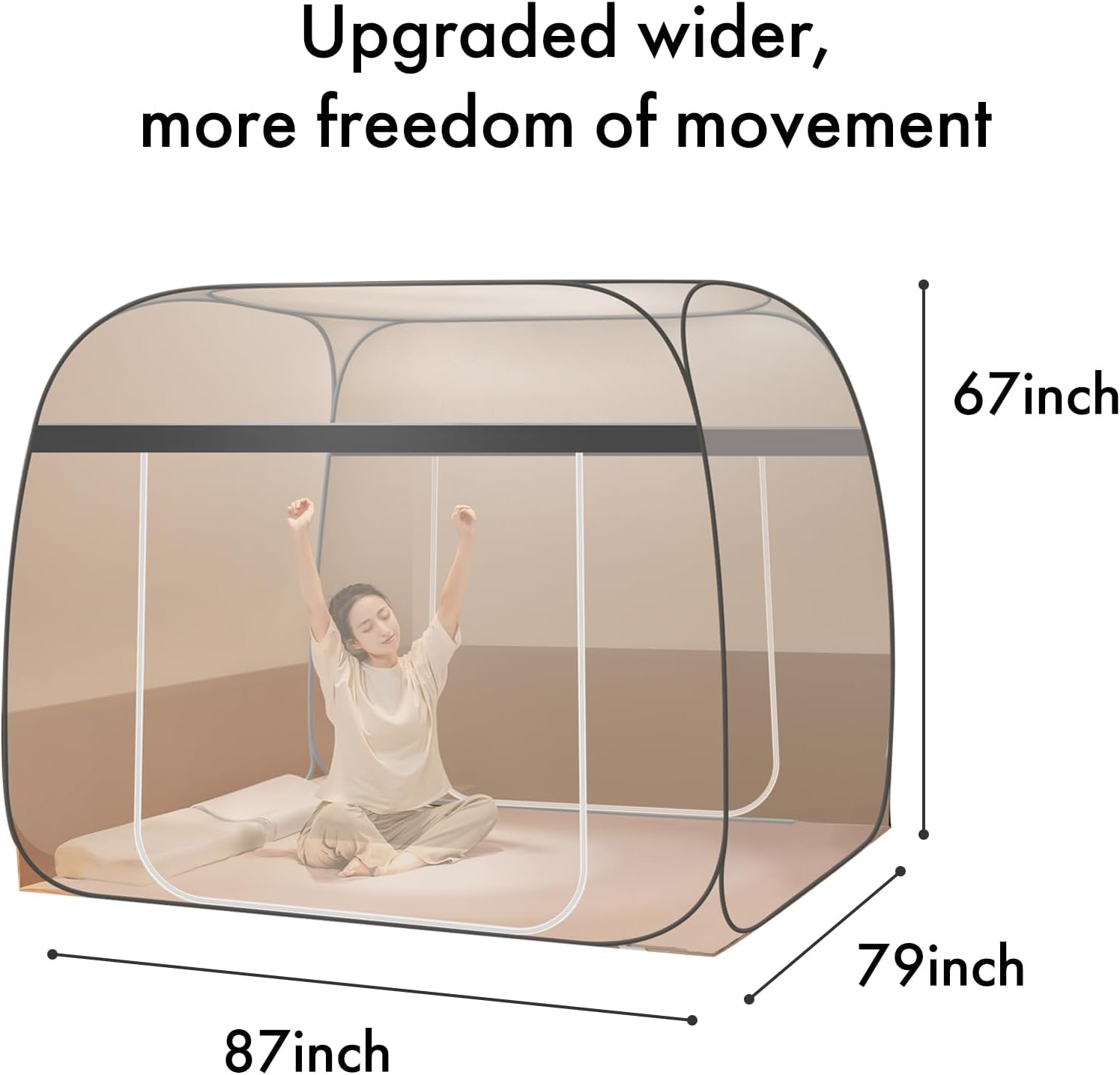 Pop-Up Mosquito Net Tent Wide Roof,Portable Folding Design with Bottom for Bedroom Yard Outdoor Camping Fishing Hiking Trip,Baby Toddler Bed Protection,Easy to Install,King Size