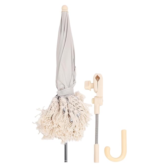 Baby Outdoor Parasols, Baby Stroller Parasol Umbrella with Adjustable Clamp, Toddler Umbrella for Trolley Wheelchair Beach Chair, Outdoor Activities (Beige)-BubblyBeeBaby