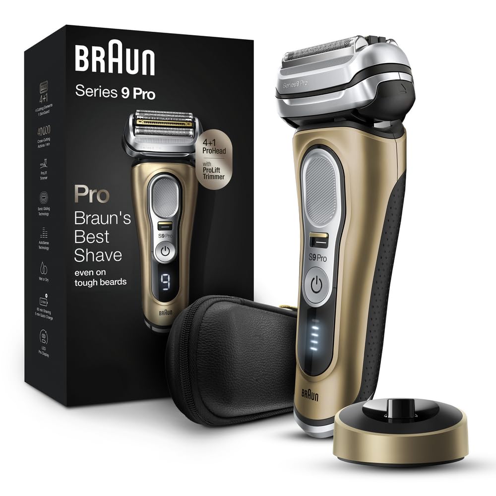 Braun Series 9 Pro 9419s Electric Shaver for Men, Wet & Dry Shave, Shaving Kit with 4+1 Head with ProLift Trimmer