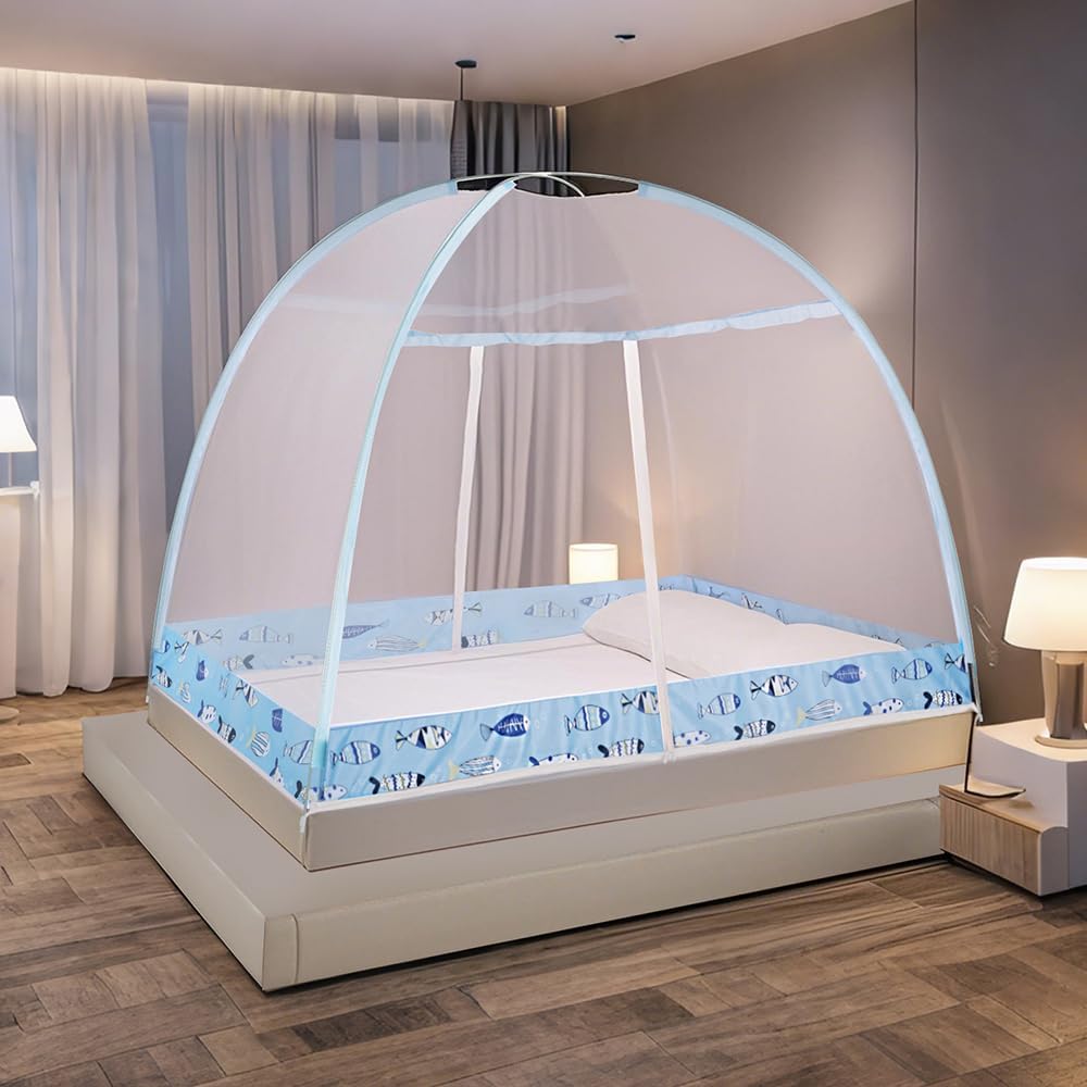 Pop-Up Mosquito Net Tent for Beds, Portable Folding Design with Net Bottom Bedroom and Outdoor Trip for Baby Adults, Easy to Install and Wash for Twin to King Size Bed 79 x71x59 inch (A)