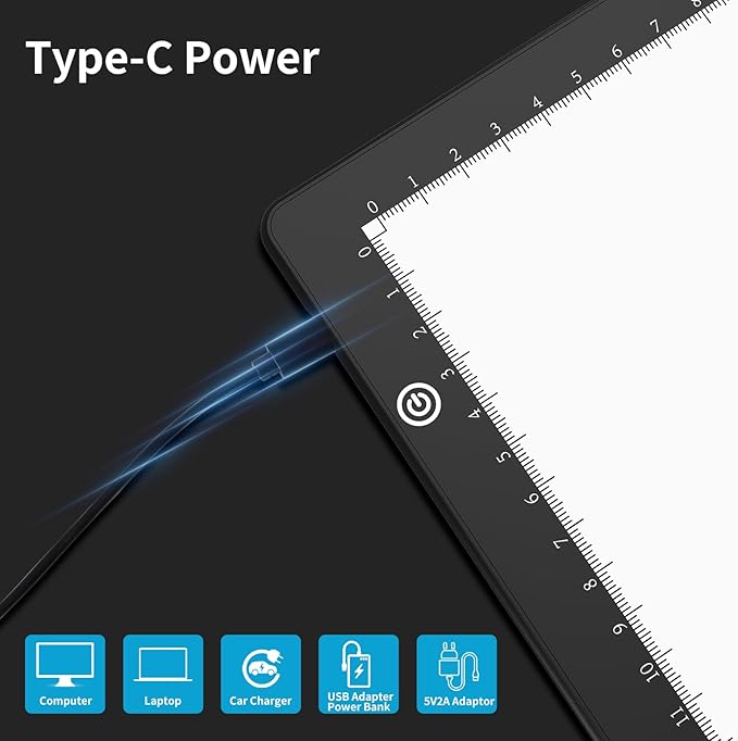 Elice A4 LED Tracing Light Box with 4 Clips, Ultra-Thin Diamond Art Light Board, Bright Light Pad, Lightbox for Tracing and Drawing, Artcraft Light Table for Weeding Vinyl, Diamond Painting, Sketching-BubblyBeeBaby