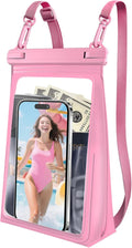 Large Waterproof Phone Pouch Floating, Waterproof Phone Case for iPhone 15 14 Pro Max 13 12 Plus 11 XS XR X Samsung up to 8.5'', IPX8 Water Proof Cell Phone Dry Bag for Beach Swimming Kayaking, Pink