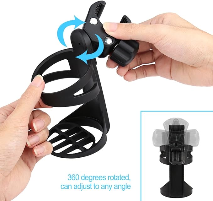 Accmor Stroller Cup Holder, Universal Cup Holder for Uppababy, Nuna, Doona Strollers, 360 ° Rotatable Bottle Holder for Stroller, Bike, Wheelchair, Walker, Scooter-BubblyBeeBaby
